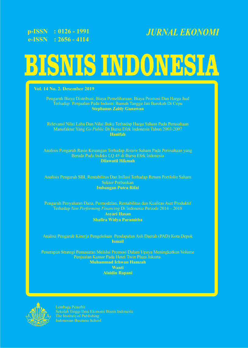 Vol. 14 No. 02 (2019): JEBI | Jurnal Ekonomi Bisnis Indonesia