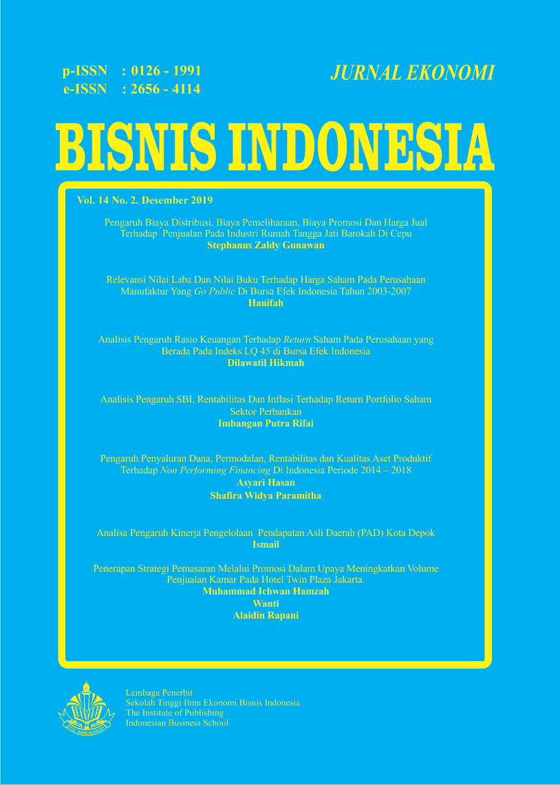 					View Vol. 14 No. 2 (2019): Jurnal Ekonomi Bisnis Indonesia
				