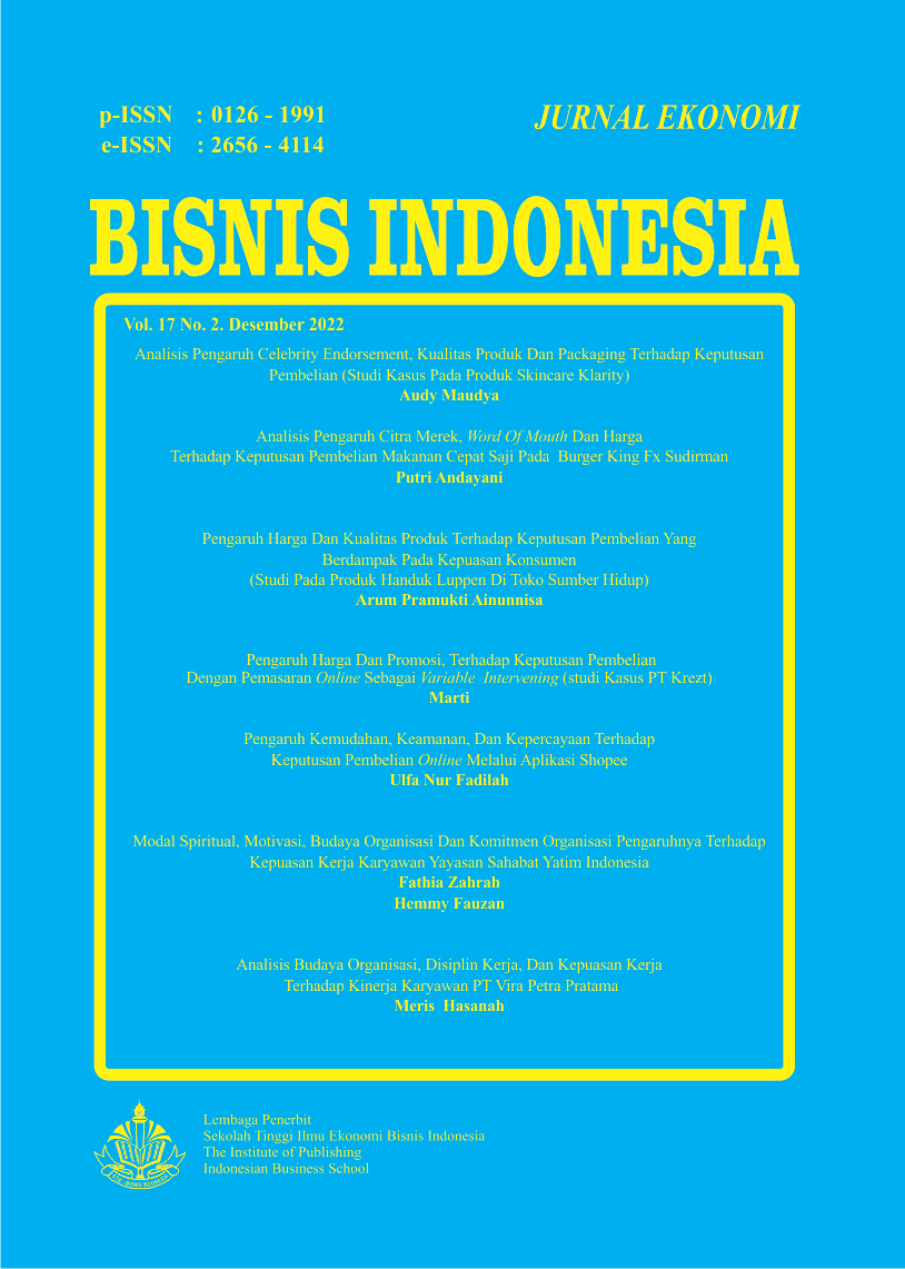 					View Vol. 17 No. 2 (2022): Jurnal Ekonomi Bisnis Indonesia
				